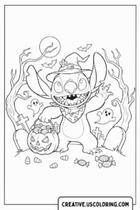 halloween-stitch-graveyard-and-ghosts-coloring-page