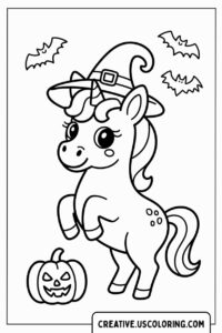 halloween-unicorn-with-bats-coloring-page