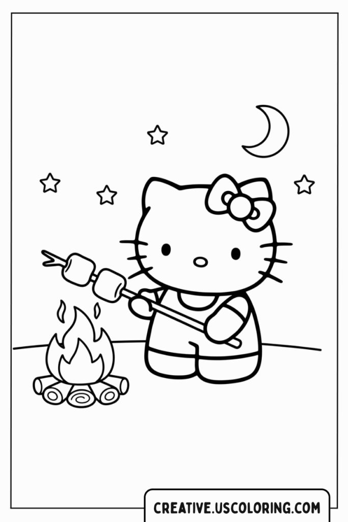 hello-kitty-roasting-marshmallows-coloring-page