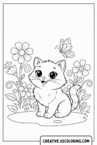 kitty-cat-in-flower-garden-coloring-page