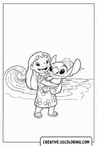 lilo-and-stitch-hugging-on-beach-coloring-page