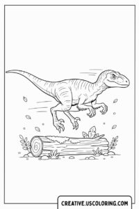 raptor-dinosaur-leaping-over-log-coloring-page