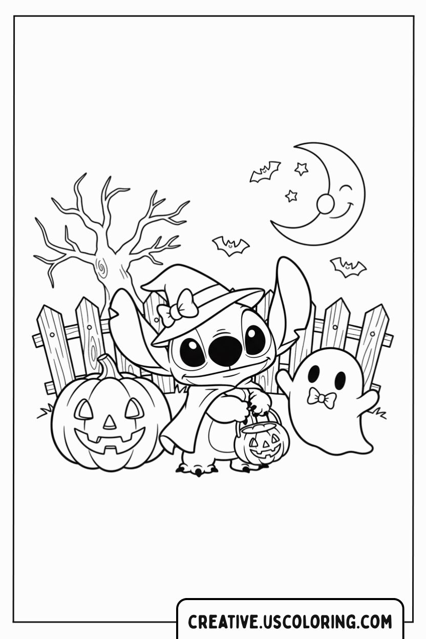 stitch-halloween-witch-and-ghost-coloring-page