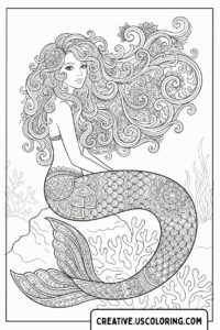Adult Mermaid Coloring Page
