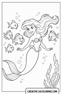 Ariel Mermaid Coloring Page