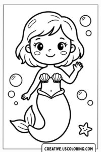 Easy Mermaid Coloring Page