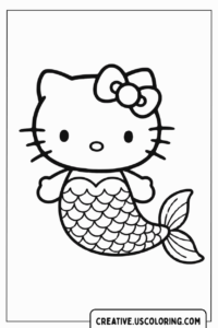 Coloring Page Hello Kitty Mermaid​