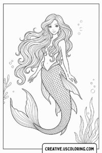 Pretty Mermaid Coloring Page