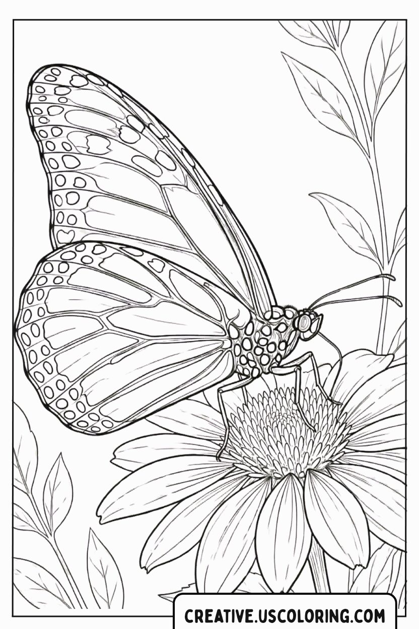Realistic Butterfly Coloring Page