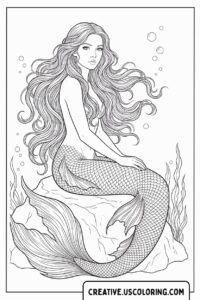 Realistic Mermaid Coloring Page